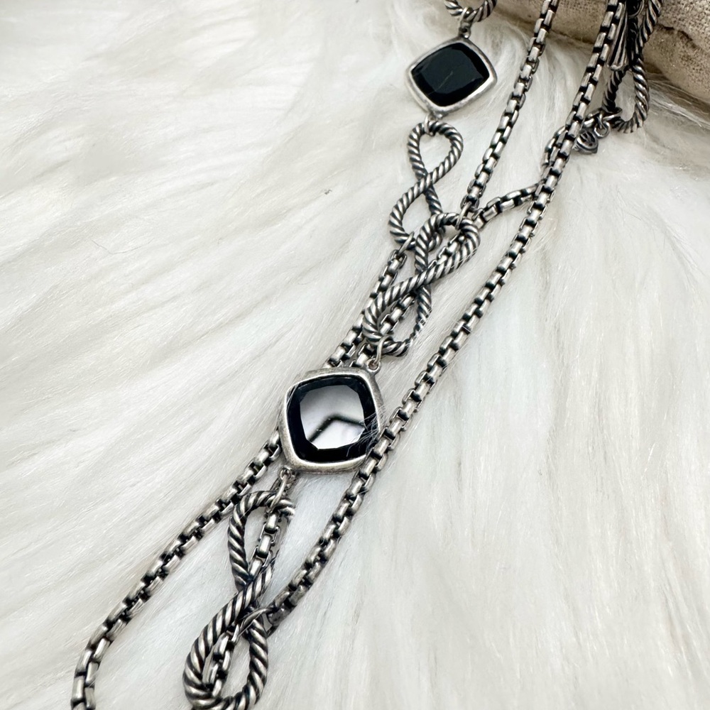 David Yurman 47” Infinity Necklace with Black Onyx .925 Sterling Silver - Picture 4 of 11